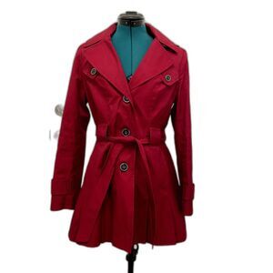 Via Spiga trench coat with hood and pleated skirt red medium